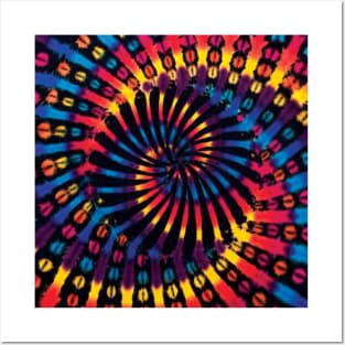 Reverse Spiral Neon Tie Dye Posters and Art
